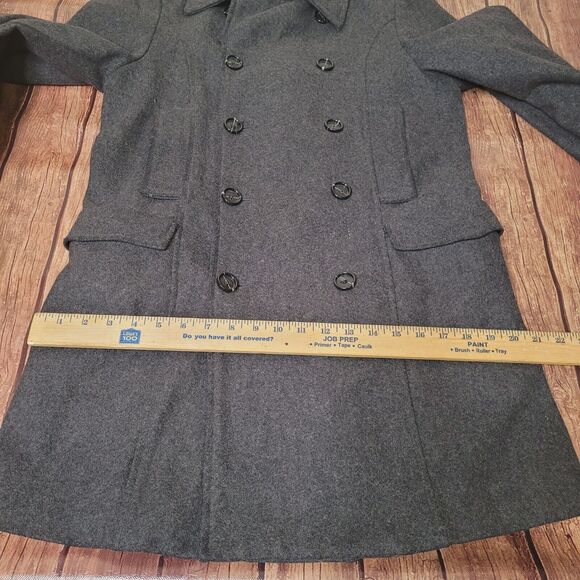 French Connection Pea Coat Womens S Gray Double Breasted Wool Blend Button Front - Picture 5 of 12